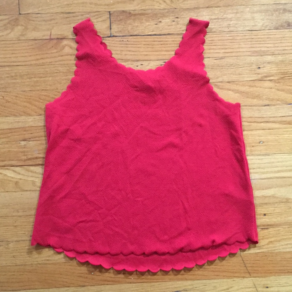 Red scalloped tank top